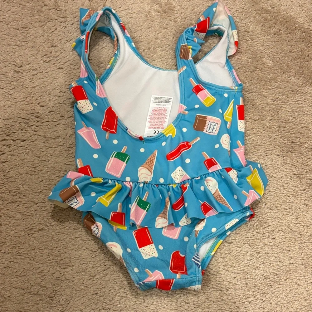 Mini Boden Blue Ice Cream Print One Piece Swimsuit